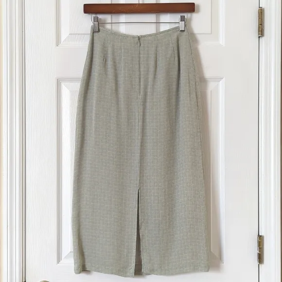 Petite Sophisticate 90's Vintage Funky Silk High Waisted Straight Midi Skirt 2