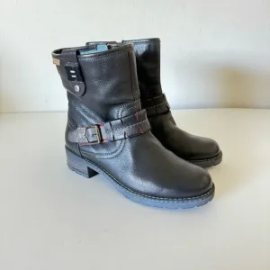 Pikolinos Black Leather Buckle Boots Size 37