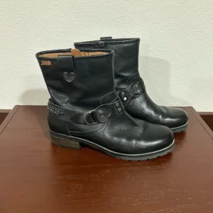 Pikolinos Black Leather Moto Ankle Boots Size 42