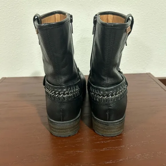 Pikolinos Black Leather Moto Ankle Boots Size 42