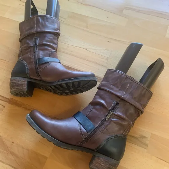 Pikolinos brown black leather boots size 11.5-12 (European 42)