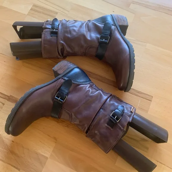 Pikolinos brown black leather boots size 11.5-12 (European 42)