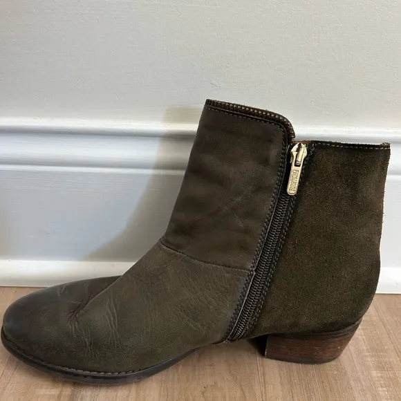 Pikolinos Leather Suede Ankle Boots Green Size 6.5 US 37 EU
