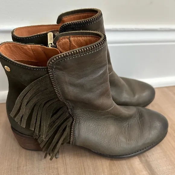 Pikolinos Leather Suede Ankle Boots Green Size 6.5 US 37 EU