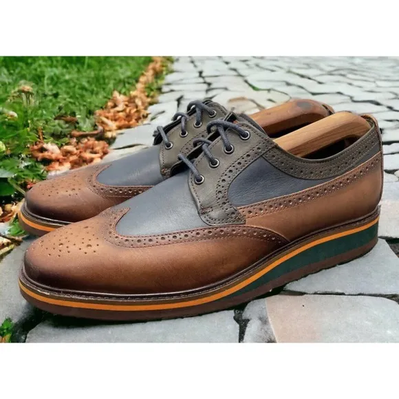 Pikolinos Toulouse Oxford Casual Wingtip Shoes Brown Blue Fast Ship Mens Size 8