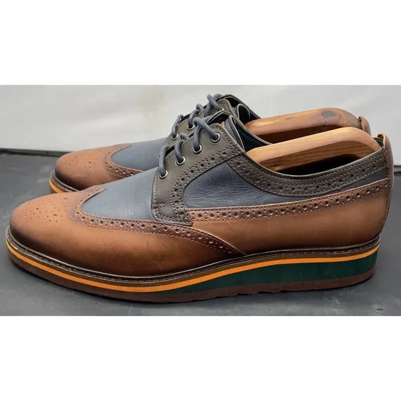 Pikolinos Toulouse Oxford Casual Wingtip Shoes Brown Blue Fast Ship Mens Size 8