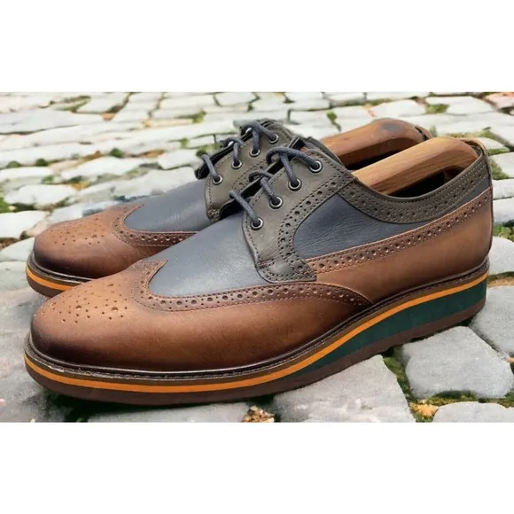 Pikolinos Toulouse Oxford Casual Wingtip Shoes Brown Blue Fast Ship Mens Size 8