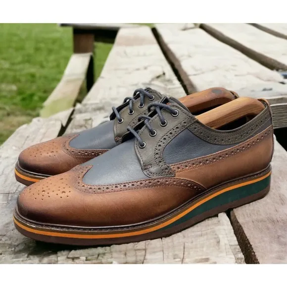Pikolinos Toulouse Oxford Casual Wingtip Shoes Brown Blue Fast Ship Mens Size 8