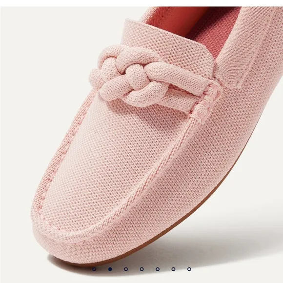 Pink Rothy’s flats knot detail