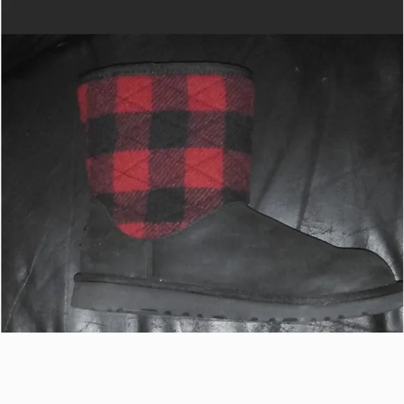 Plaid Red and Black Boots