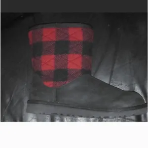 Plaid Red and Black Boots