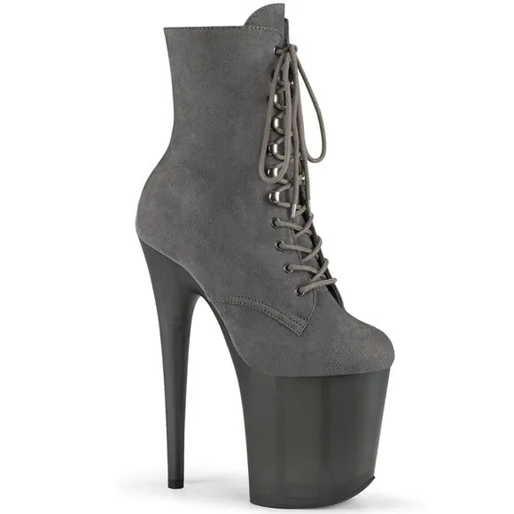 Platform Suede Lace Up High Heel Ankle Boots