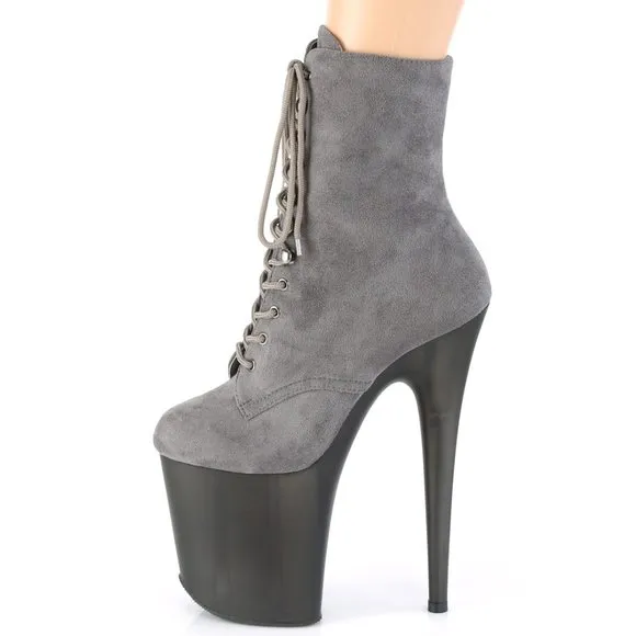 Platform Suede Lace Up High Heel Ankle Boots