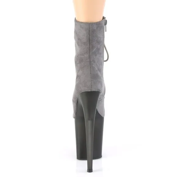 Platform Suede Lace Up High Heel Ankle Boots