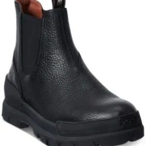 Polo by Ralph Lauren Black Chelsea Boots Textured Leather