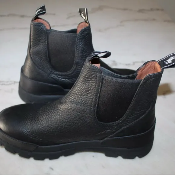 Polo by Ralph Lauren Black Chelsea Boots Textured Leather