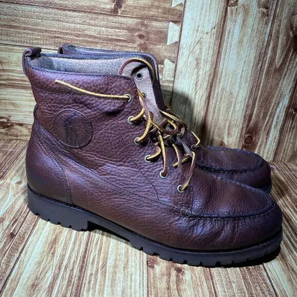 POLO Ralph Lauren Rodway Boots Brown Leather Ranger Mens Size 11 ,5D