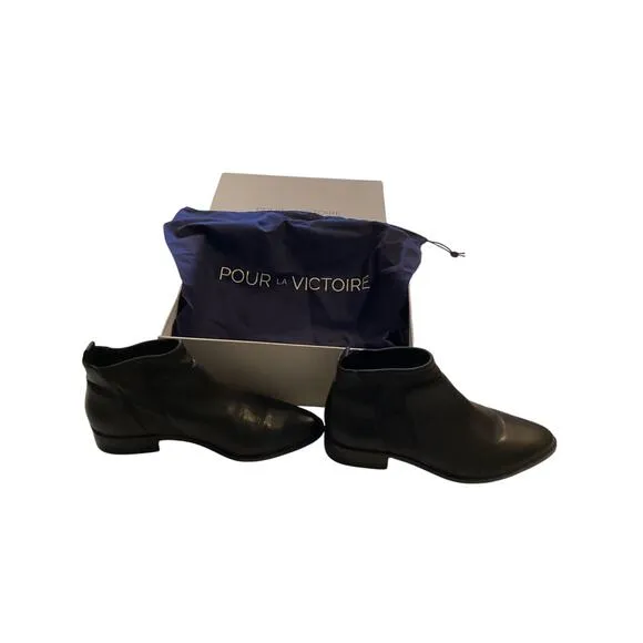 Pour La Victoire Women's Black Leather Ankle Boots size 7.5
