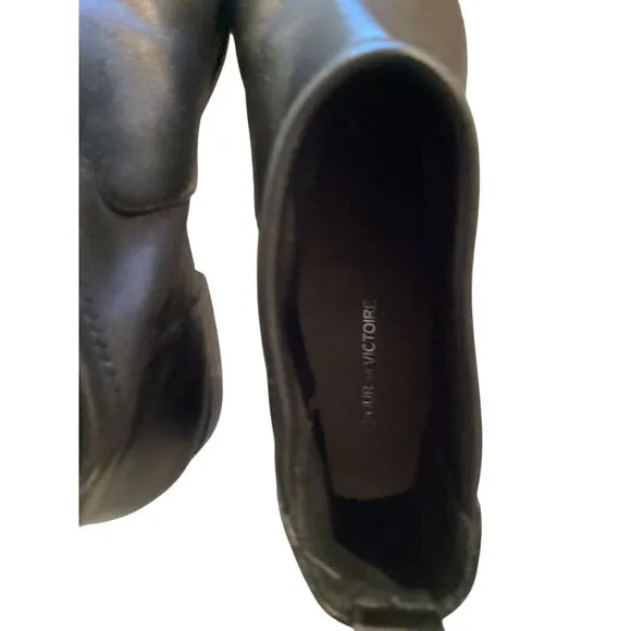 Pour La Victoire Women's Black Leather Ankle Boots size 7.5