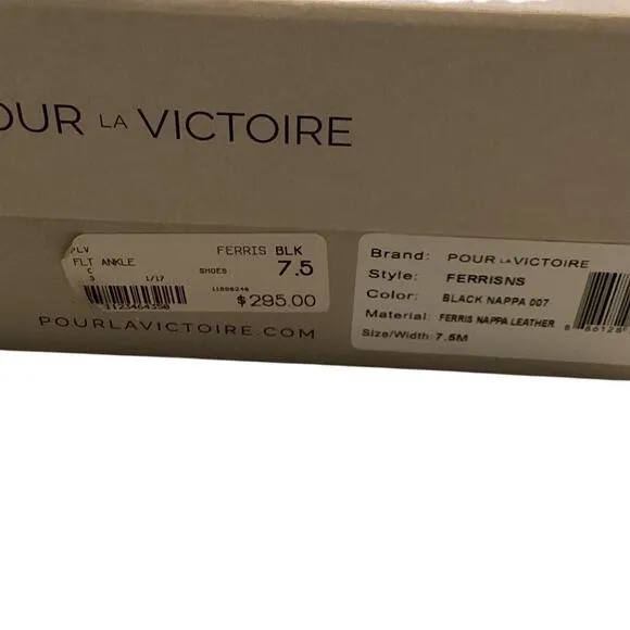 Pour La Victoire Women's Black Leather Ankle Boots size 7.5