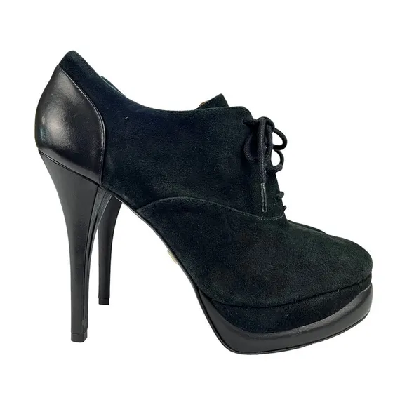 Pour La Victoire Women’s Black Suede Leather Platform Stiletto Boots - Size: 9.5