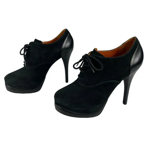 Pour La Victoire Women’s Black Suede Leather Platform Stiletto Boots - Size: 9.5