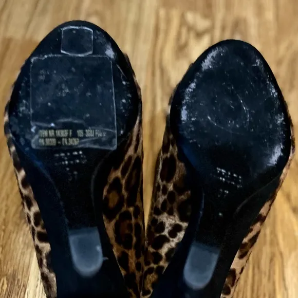 Prada Leopard - Print Dyed Calf Wedge Slides Size 37/7