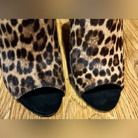 Prada Leopard - Print Dyed Calf Wedge Slides Size 37/7