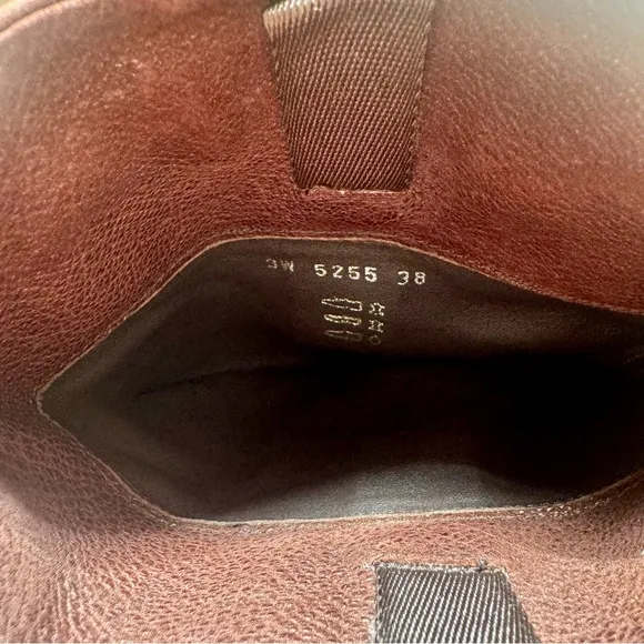 Prada Soft Brown Leather Wedge Mid Calf Boots Sz 38/7.5