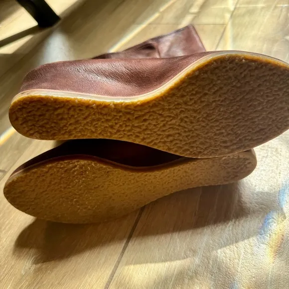 Prada Soft Brown Leather Wedge Mid Calf Boots Sz 38/7.5