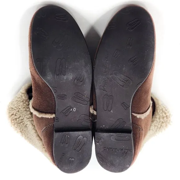 PRETTY BALLERINAS Brown Suede Real Shearling Lined Cuff Ankle Boots