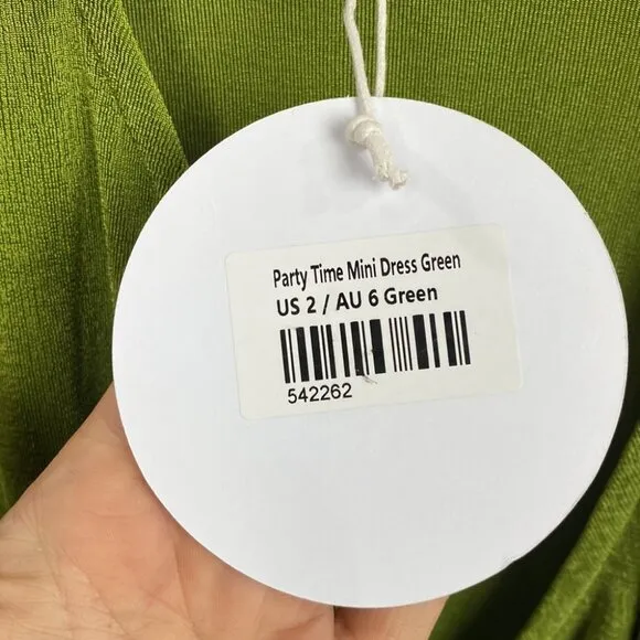 Princess Polly NWT Party Time Green Wrap Mini Dress Long Sleeve Low Impact - 2