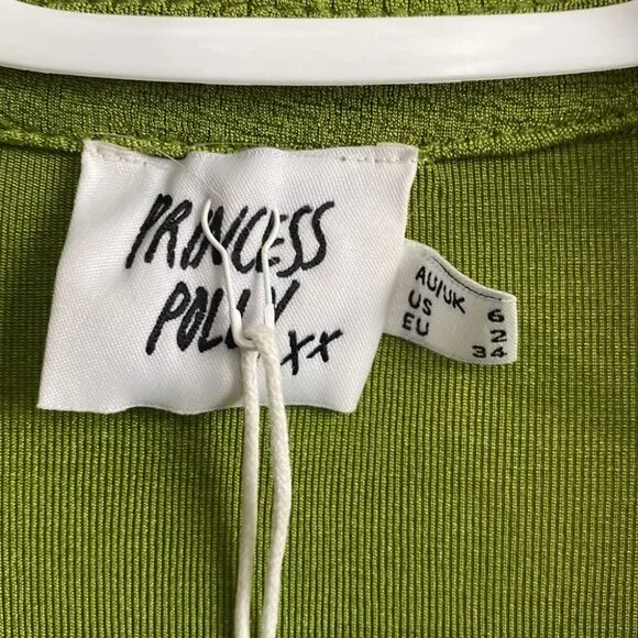 Princess Polly NWT Party Time Green Wrap Mini Dress Long Sleeve Low Impact - 2