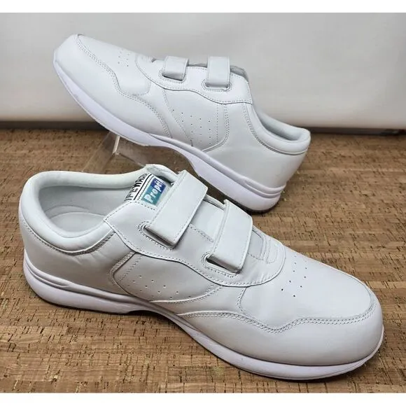Propet LifeWalker Strap White Leather Strap‎ Men's 12D Casual Shoe