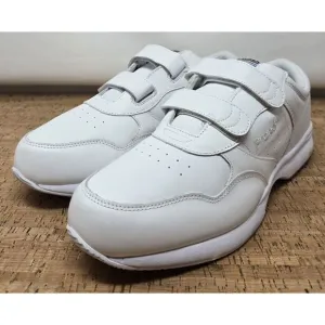 Propet LifeWalker Strap White Leather Strap‎ Men's 12D Casual Shoe