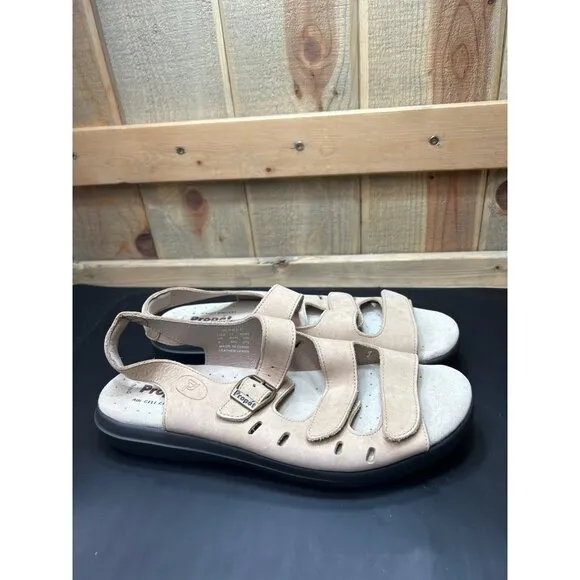 Propet Womens Leather Strap Sandals Size 10 M Beige Casual Comfort Footwear