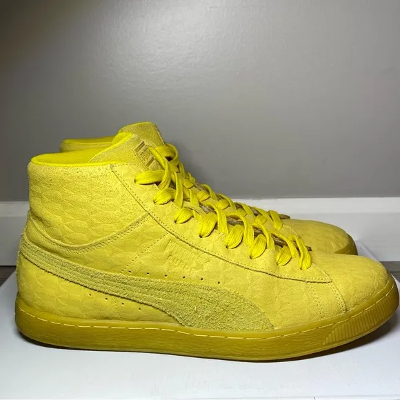 PUMA Mid ME Iced Suede Shoes Men’s US Sz 12 Triple Yellow Suede Fashion Sneakers