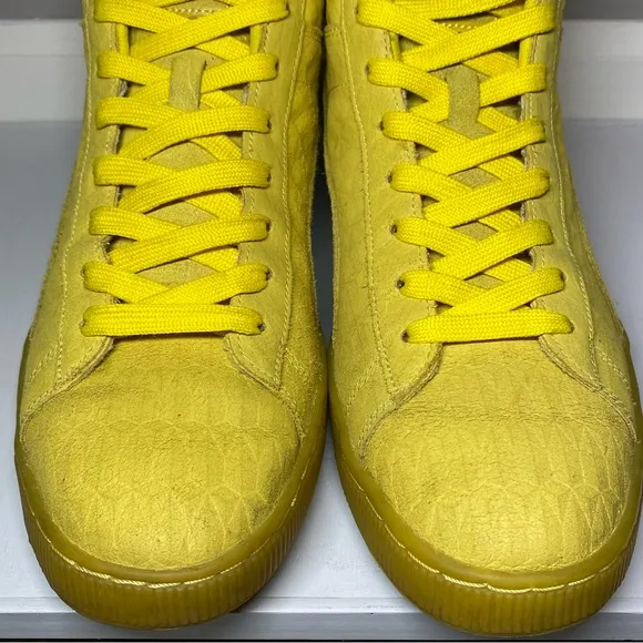 PUMA Mid ME Iced Suede Shoes Men’s US Sz 12 Triple Yellow Suede Fashion Sneakers