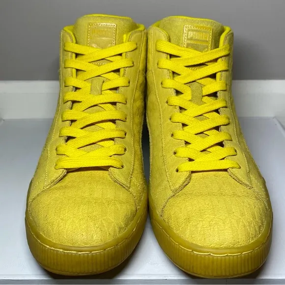 PUMA Mid ME Iced Suede Shoes Men’s US Sz 12 Triple Yellow Suede Fashion Sneakers