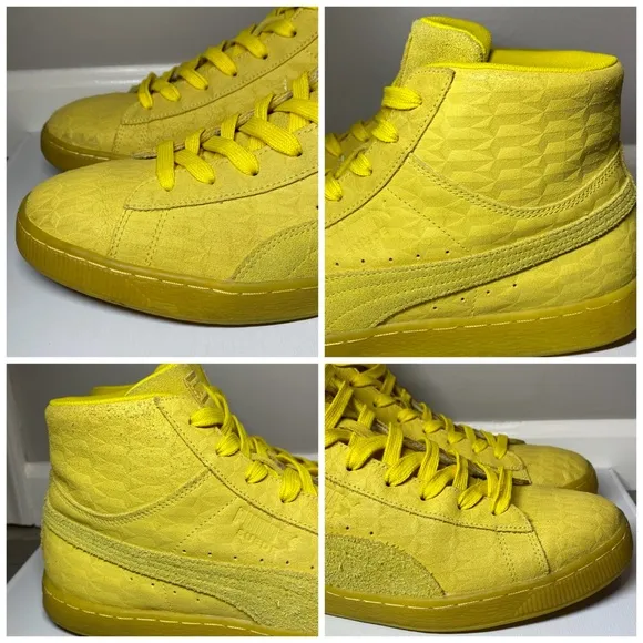 PUMA Mid ME Iced Suede Shoes Men’s US Sz 12 Triple Yellow Suede Fashion Sneakers