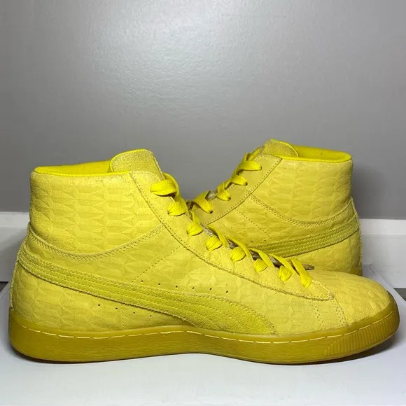 PUMA Mid ME Iced Suede Shoes Men’s US Sz 12 Triple Yellow Suede Fashion Sneakers