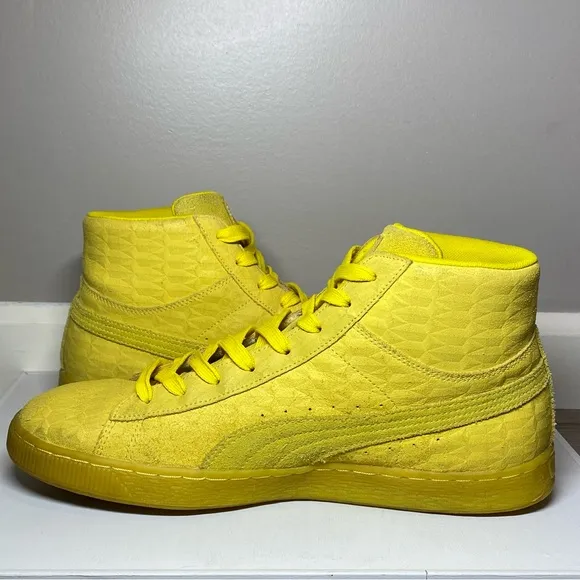 PUMA Mid ME Iced Suede Shoes Men’s US Sz 12 Triple Yellow Suede Fashion Sneakers