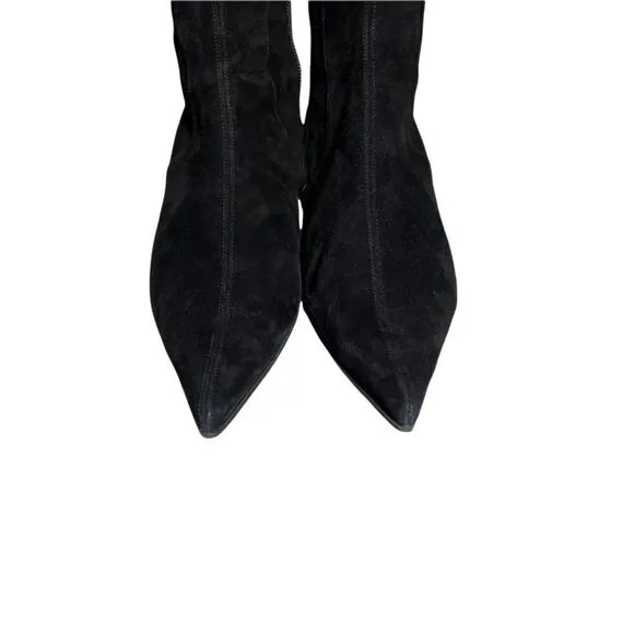 Pura Lopez Over Knee Suede Boots Kitten Heels