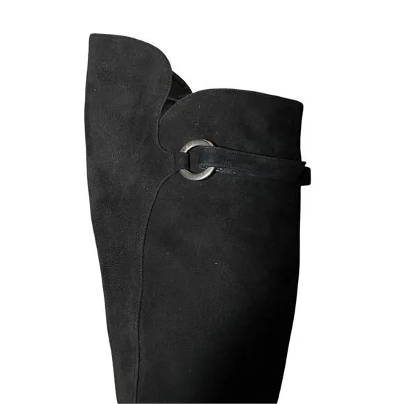 Pura Lopez Over Knee Suede Boots Kitten Heels