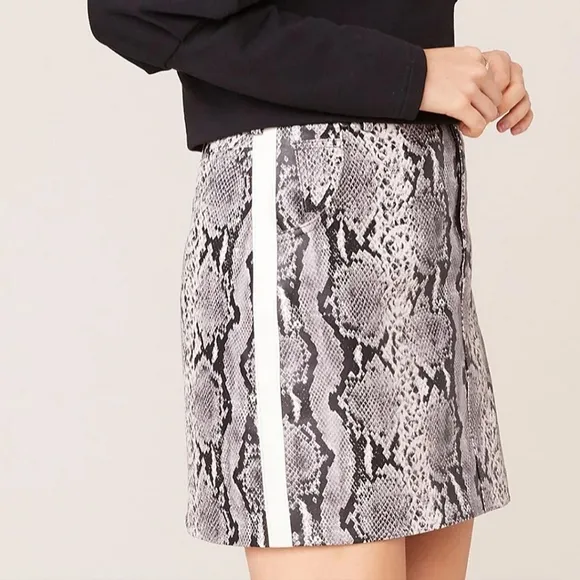 Python The Prowl Snake Print Faux Leather Skirt Fall Gift Neutral Party Vegan