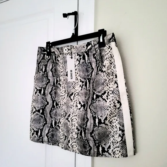 Python The Prowl Snake Print Faux Leather Skirt Fall Gift Neutral Party Vegan