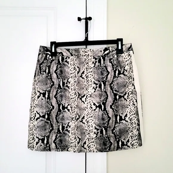Python The Prowl Snake Print Faux Leather Skirt Fall Gift Neutral Party Vegan