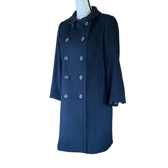 Quiet Lux J. Crew Womens 8 Black Wool Vintage Double Breasted Lined Retro Coat