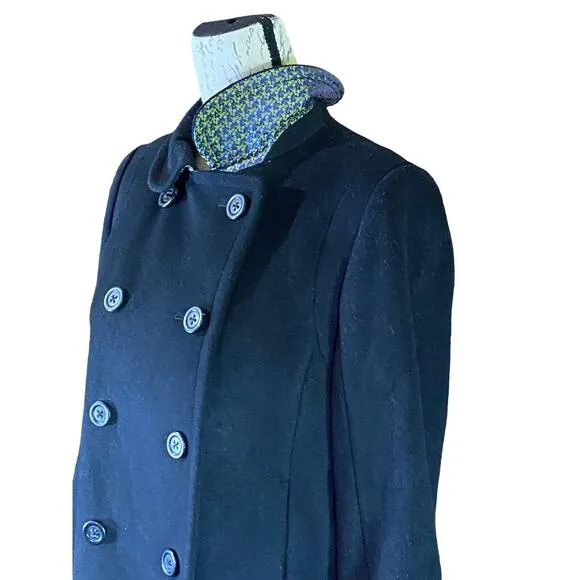 Quiet Lux J. Crew Womens 8 Black Wool Vintage Double Breasted Lined Retro Coat
