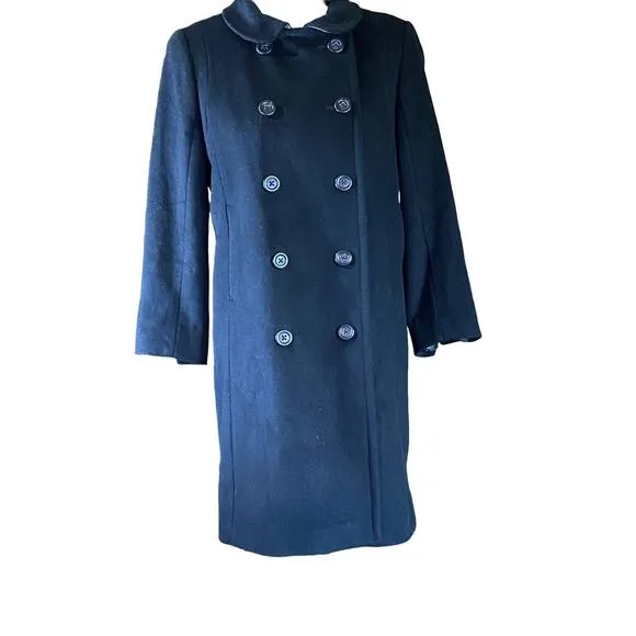 Quiet Lux J. Crew Womens 8 Black Wool Vintage Double Breasted Lined Retro Coat